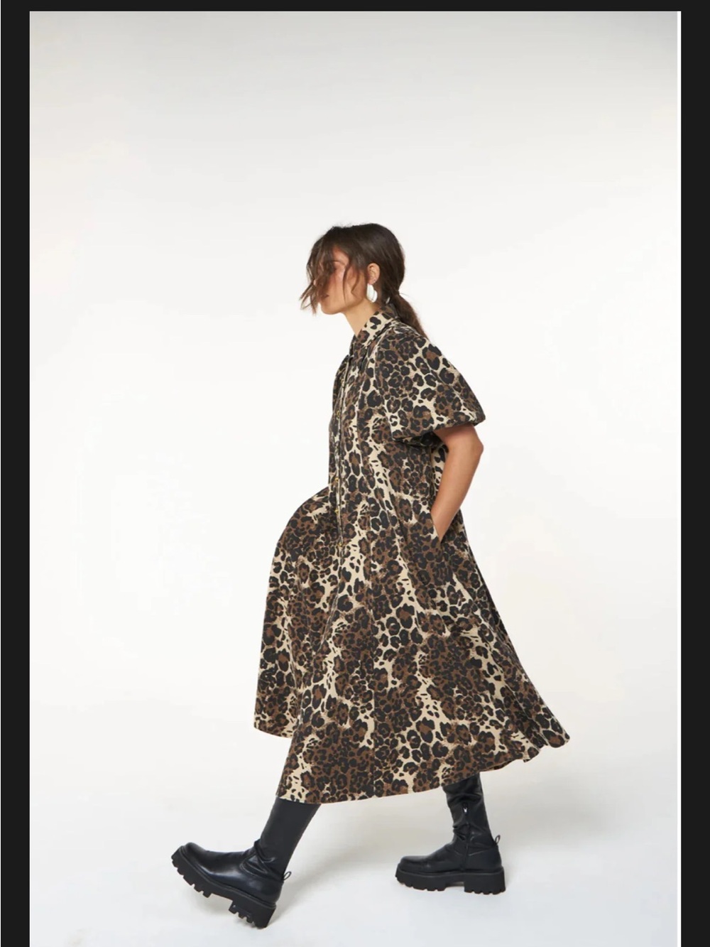 La Bohème Girls Peyton Midi Dress Denim Leopard
